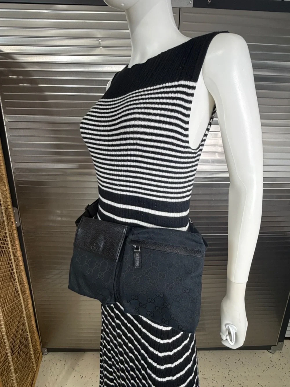 Gucci Black Monogram Double Gg Fanny Waist Belt Bag